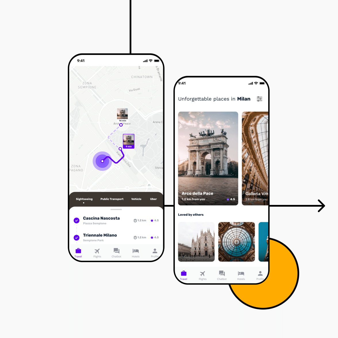 Travel app with location and navigation