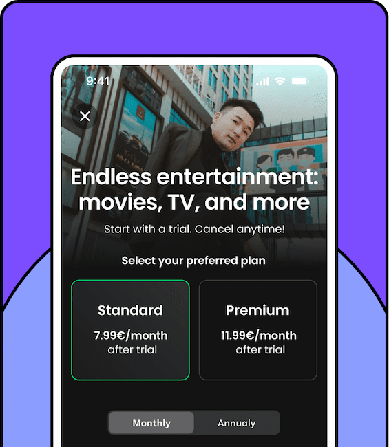 Subscription-based streaming app screen