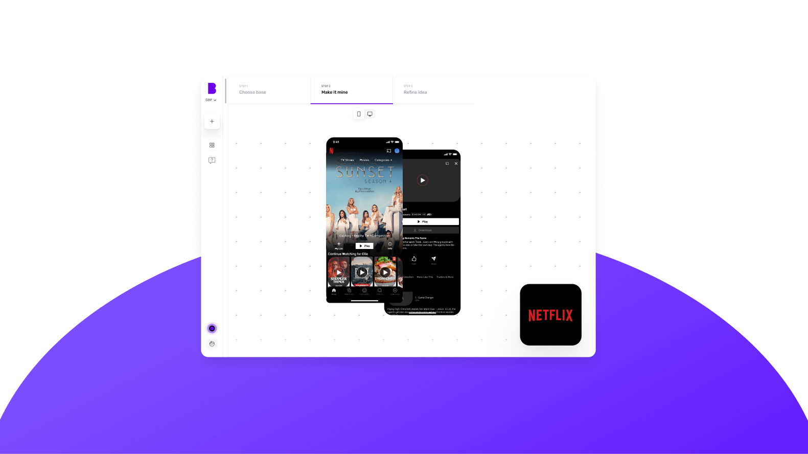 Builder Studio dashboard features Netflix, a video streaming platform