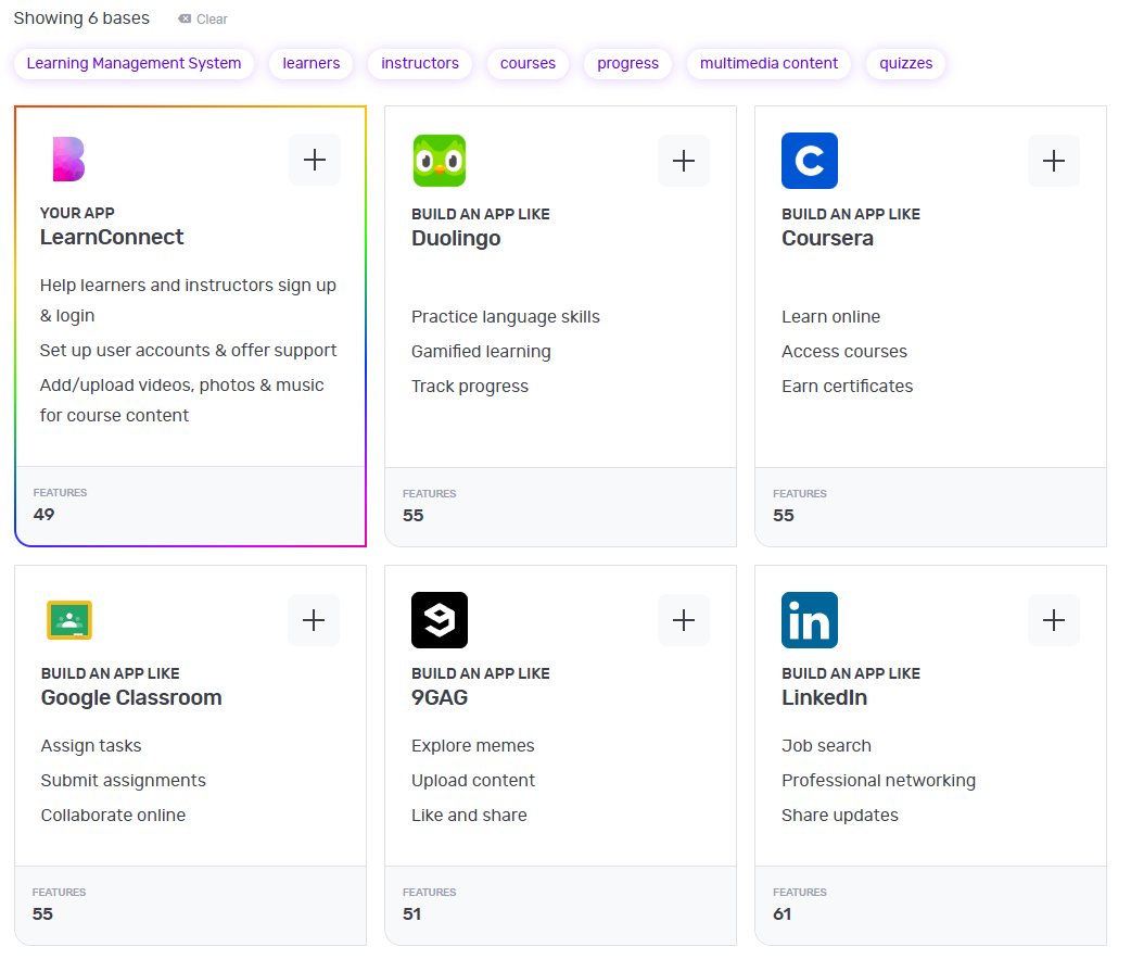 The Builder Studio to choose a base on a software you require