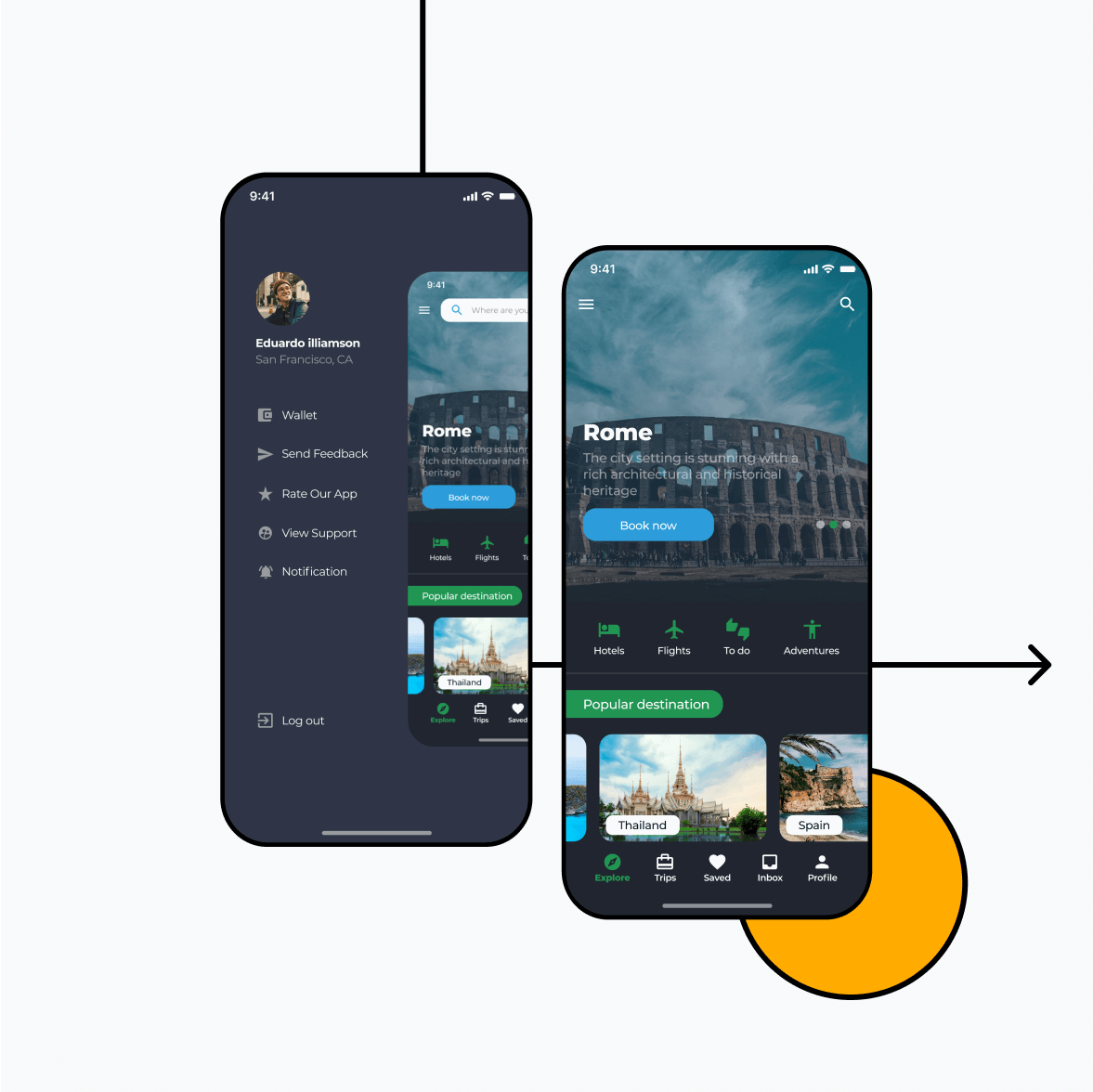 travel itinerary ui