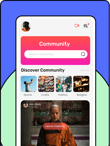 Community-based friendship app screen