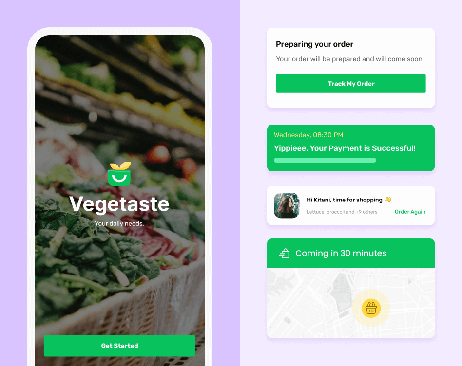 Hyper delivery app screen highlighting Vegetaste’s splash screen