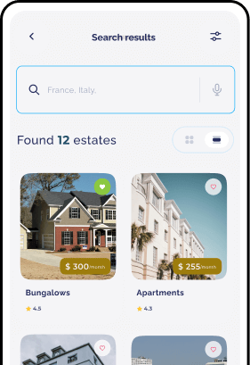 Property listing mobile app screen