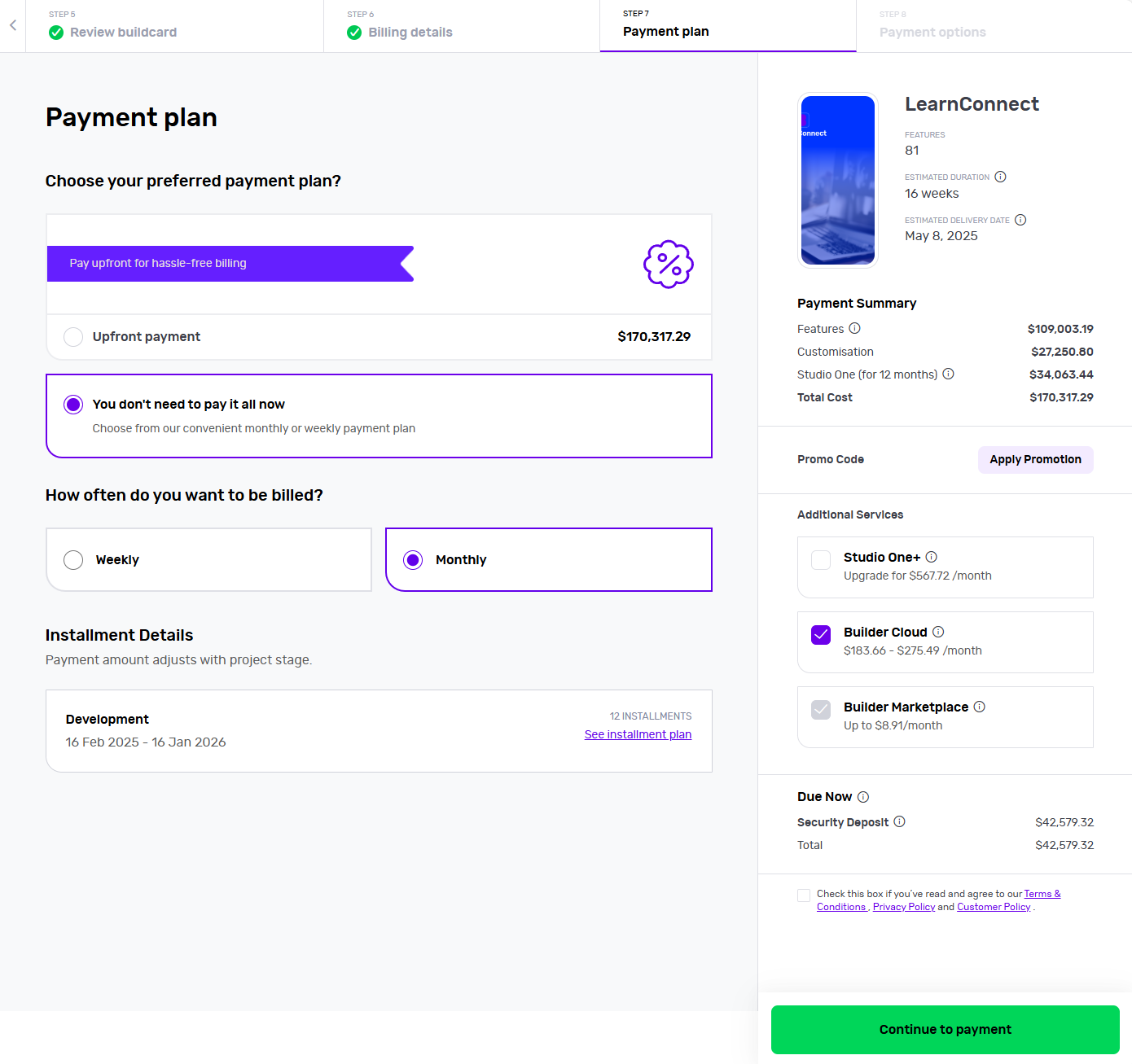 Select the payment plan feasible to you and proceed to payments