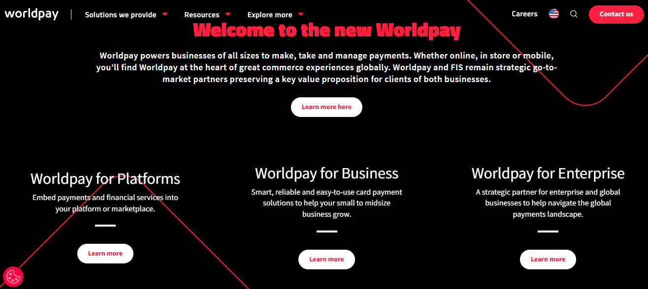 Worldpay’s website screenshot.